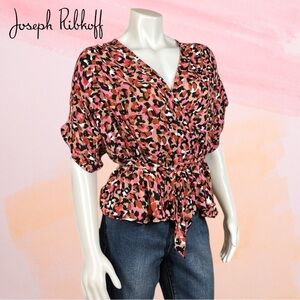 Joseph Ribkoff Mock Wrap Blouse Size 10